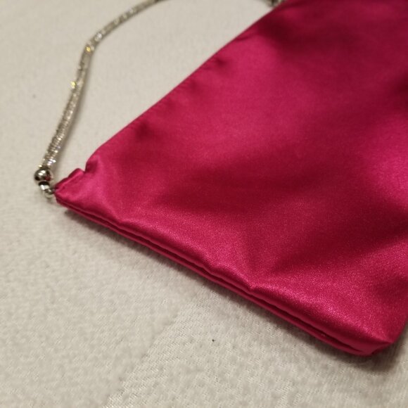 Shoulder Bag & Crossbody Removable Strap Pink Fuchsia Satin Purse Bejewelled NWT - Picture 7 of 14